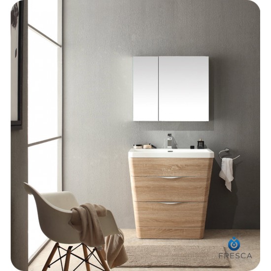 Fresca FCB8532WK Milano 32" White Oak Modern Bathroom Cabinet