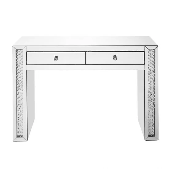 47 Inch Rectangle Crystal Console Table In Clear Mirror Finish