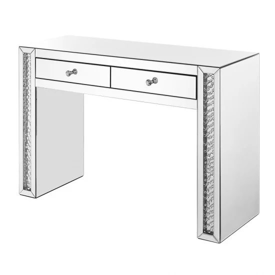 47 Inch Rectangle Crystal Console Table In Clear Mirror Finish