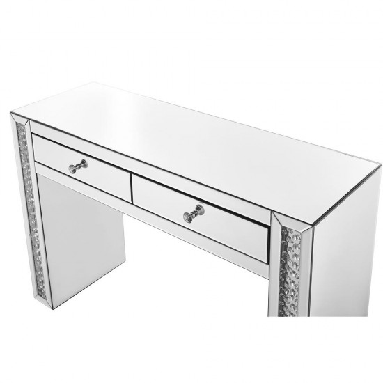 Elegant Decor MF91017 Modern 47 inch Rectangle Crystal Vanity Table in Clear Mirror Finish