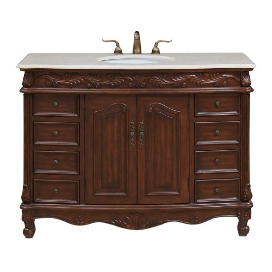 Elegant Lighting VF-1040 Bordeaux 48" Single Bathroom Vanity set in Teak color