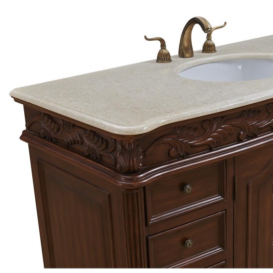 Elegant Lighting VF-1040 Bordeaux 48" Single Bathroom Vanity set in Teak color