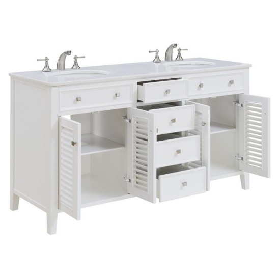 Elegant Lighting VF-1042 Cape Cod 60" Double Bathroom Vanity set in White