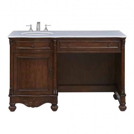 Elegant Lighting VF-1044 Windsor 52" Single Bathroom Vanity set in Teak color