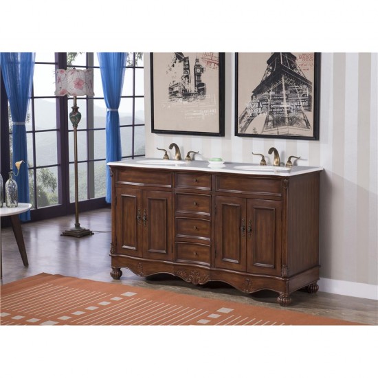 Elegant Lighting VF-1048 Windsor 60 in. Double Bathroom Vanity