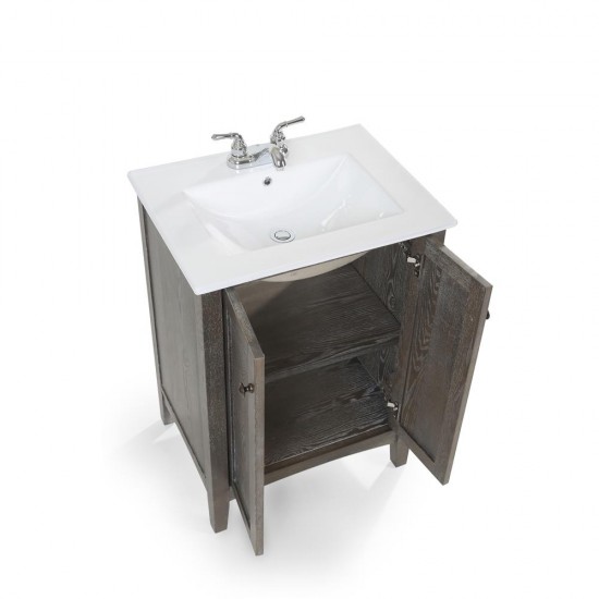 Elegant Lighting VF-2004 Single bathroom vanity set in Weathered oak finish