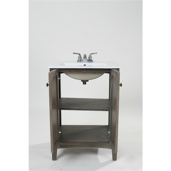 Elegant Lighting VF-2004 Single bathroom vanity set in Weathered oak finish