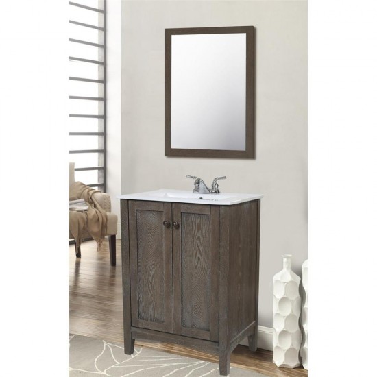 Elegant Lighting VF-2004 Single bathroom vanity set in Weathered oak finish