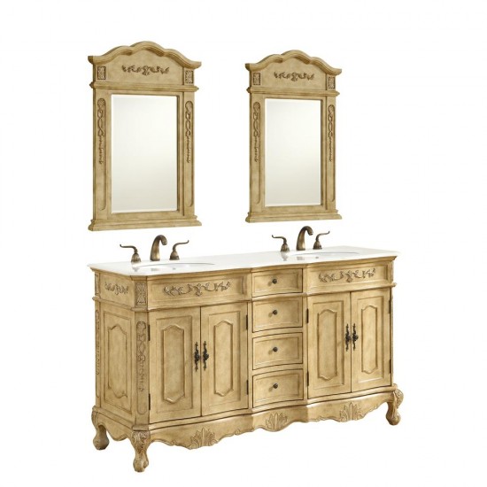 Elegant Decor VF10160DAB Danville 60 in. Double Bathroom Vanity set in Antique Beige