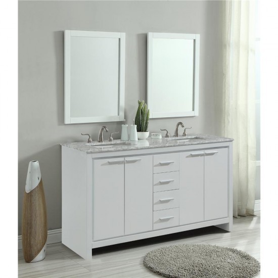 Elegant Decor VF12860DWH Filipo 60 in. Double Bathroom Vanity set in White