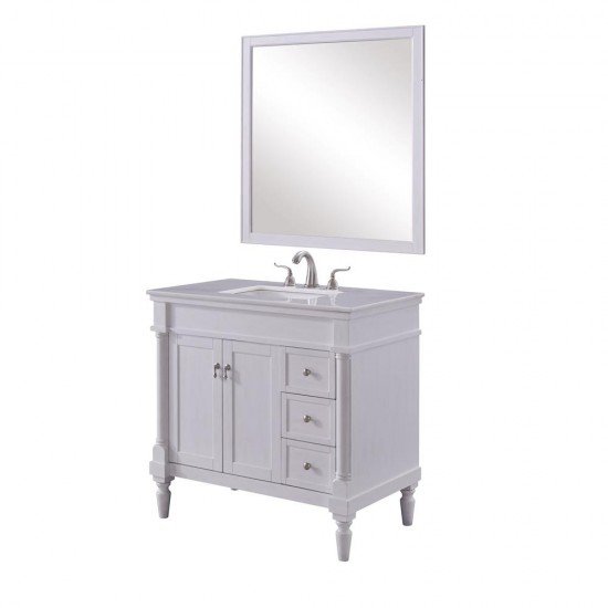 Elegant Decor VF13036AW Lexington 36 in. Single Bathroom Vanity set in Antique White