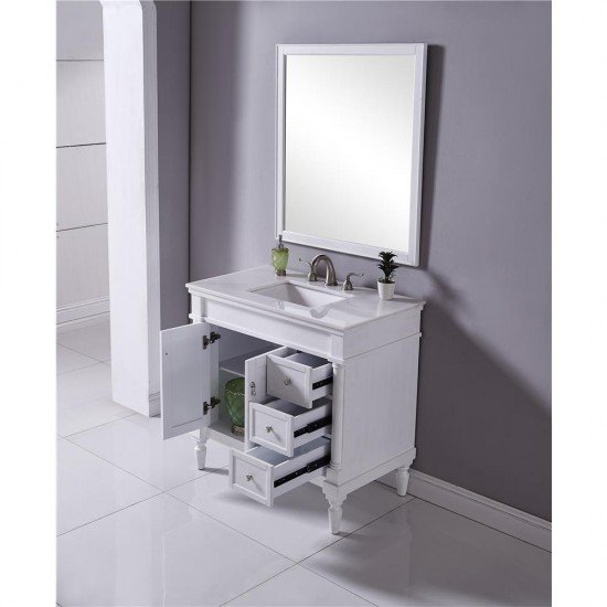 Elegant Decor VF13036AW Lexington 36 in. Single Bathroom Vanity set in Antique White