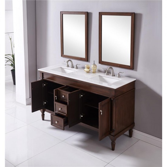 Elegant Decor VF13060DWT Lexington 60 in. Single Bathroom Vanity set in Walnut