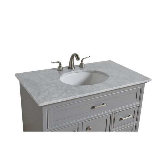 Elegant Decor VF15036GR Americana 36 in. Single Bathroom Vanity set in Light Grey