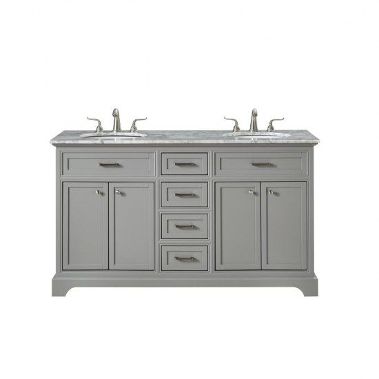 Elegant Decor VF15060DGR Americana 60 in. Double Bathroom Vanity set in Light Grey