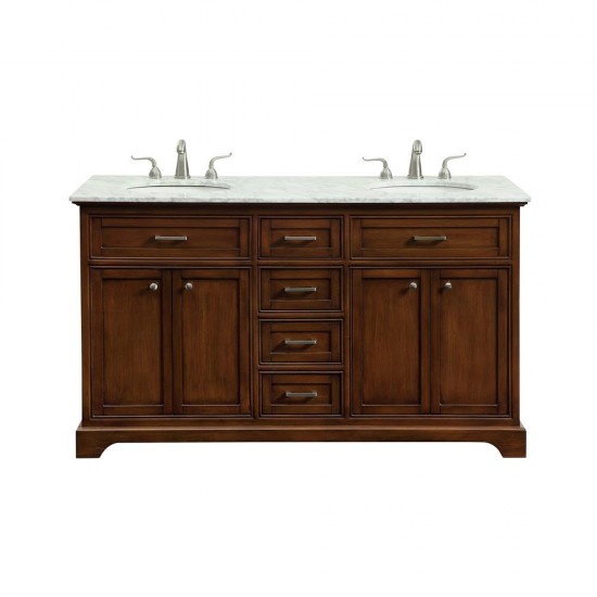 Elegant Decor VF15060DTK Americana 60 in. Double Bathroom Vanity set in Teak