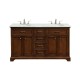 Elegant Decor VF15060DTK Americana 60 in. Double Bathroom Vanity set in Teak