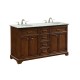 Elegant Decor VF15060DTK Americana 60 in. Double Bathroom Vanity set in Teak