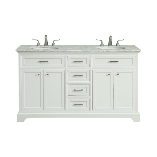 Elegant Decor VF15060DWH Americana 60 in. Double Bathroom Vanity set in White