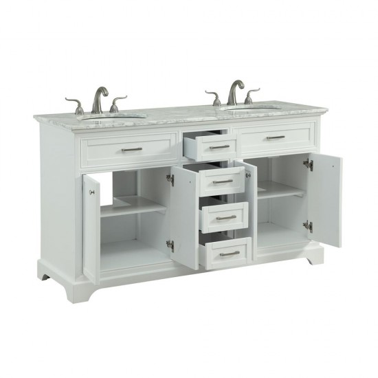 Elegant Decor VF15060DWH Americana 60 in. Double Bathroom Vanity set in White