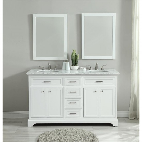 Elegant Decor VF15060DWH Americana 60 in. Double Bathroom Vanity set in White