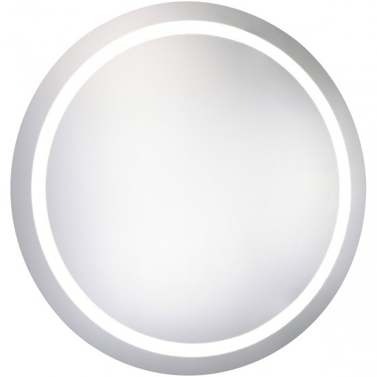 Nova 30 X 30 inch Glossy White Lighted Wall Mirror in 5000K, Dimmable, 5000K, Round, Fog Free