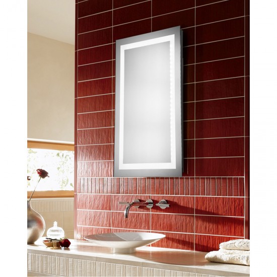 Elegant Lighting MRE-6004 Nova 40 X 24 inch Glossy White Lighted Wall Mirror in 5000K, Dimmable, 5000K, Rectangle, Fog Free