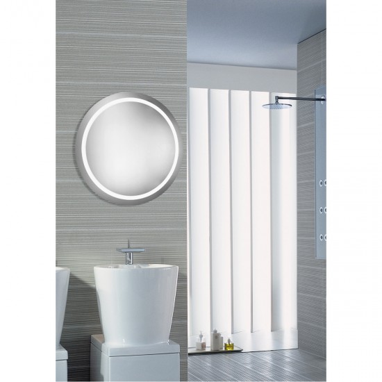 Elegant Lighting MRE-6005 Nova 30 X 30 inch Glossy White Lighted Wall Mirror in 5000K, Dimmable, 5000K, Round, Fog Free