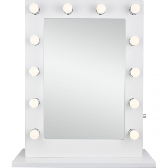 Elegant Lighting MRE8503K Hollywood 33 X 28 inch Gloss White Lighted Wall Mirror