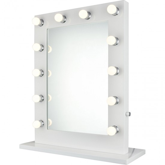 Elegant Lighting MRE8503K Hollywood 33 X 28 inch Gloss White Lighted Wall Mirror