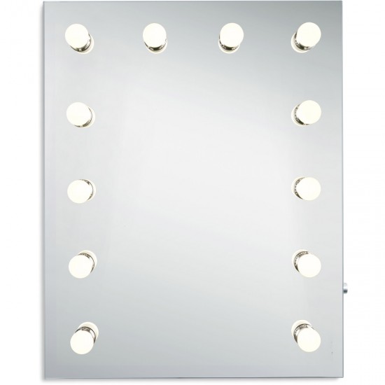 Elegant Lighting MRE8513K Hollywood 30 X 24 inch Silver Anodized Lighted Wall Mirror