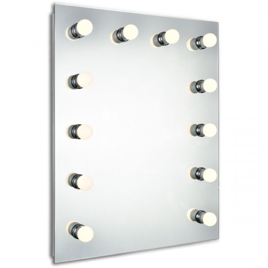 Elegant Lighting MRE8513K Hollywood 30 X 24 inch Silver Anodized Lighted Wall Mirror