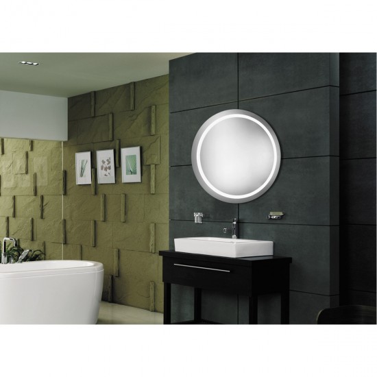 Elegant Lighting MRE-6006 Nova 36 X 36 inch Glossy White Lighted Wall Mirror in 5000K, Dimmable, 5000K, Round, Fog Free