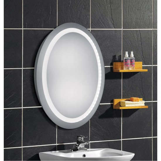 Elegant Lighting MRE-6008 Nova 28 X 21 inch Glossy White Lighted Wall Mirror in 5000K, Dimmable, 5000K, Oval, Fog Free