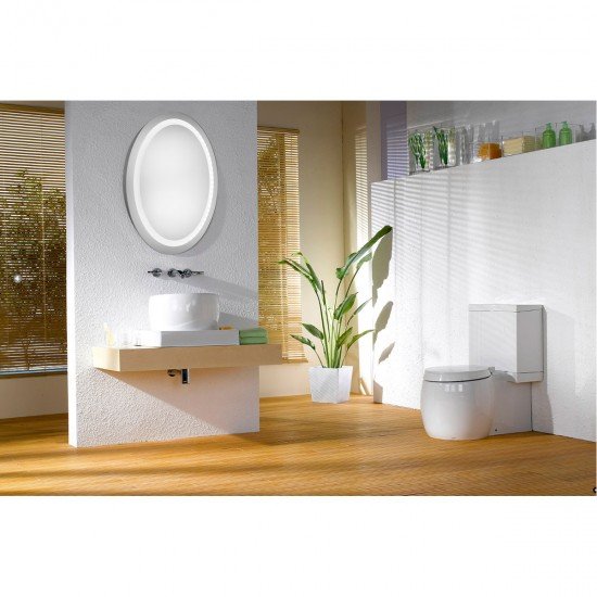 Elegant Lighting MRE-6009 Nova 30 X 23 inch Glossy White Lighted Wall Mirror in 5000K, Dimmable, 5000K, Oval, Fog Free