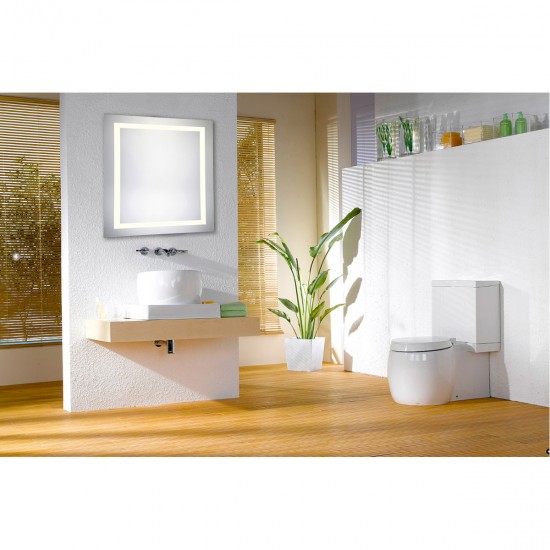 Elegant Lighting MRE-6040 Nova 36 X 36 inch Glossy White Lighted Wall Mirror in 3000K, Square