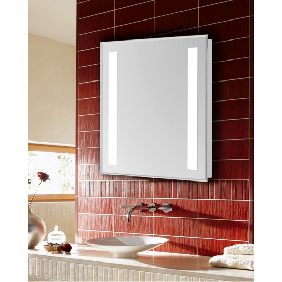 Elegant Lighting MRE-6303 Nova 30 X 24 inch Glossy White Lighted Wall Mirror in 5000K, Rectangle