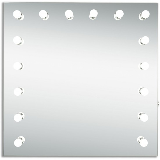 Elegant Lighting MRE8525K Hollywood 36 X 36 inch Silver Anodized Lighted Wall Mirror