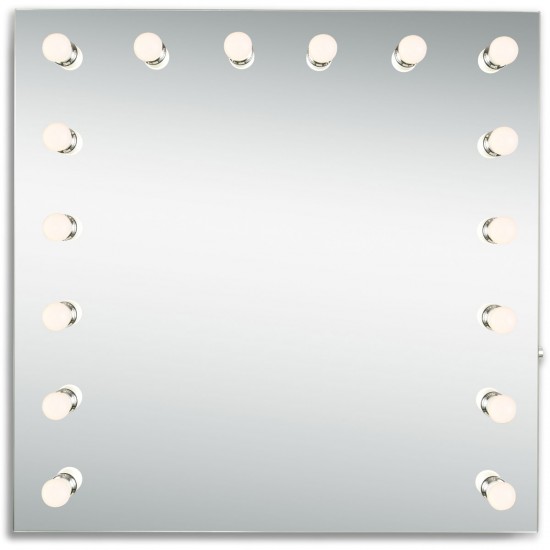 Elegant Lighting MRE8523K Hollywood 36 X 36 inch Silver Anodized Lighted Wall Mirror