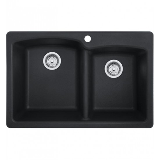 Franke EO33229-1 Ellipse 33" Double Basin Undermount/Drop In Granite Kitchen Sink with Right Side Small Bowl from Home Collection