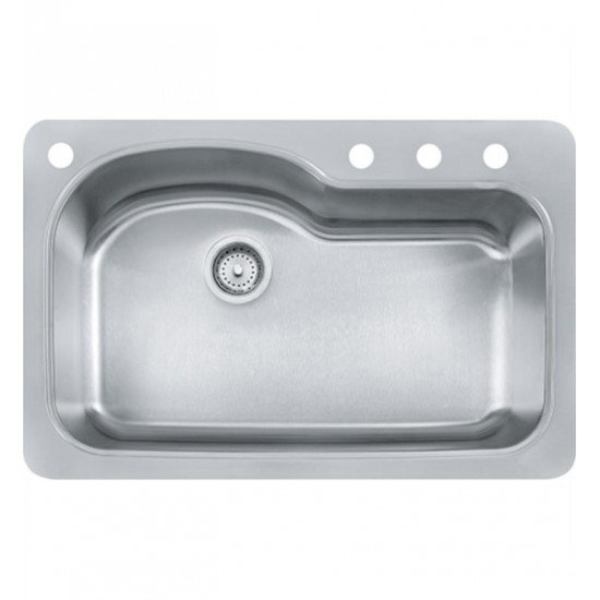 Franke FBSLD904-18BX Kinetic 33" Single Basin Undermount/Drop In Stainless Steel Kitchen Sink with Four Faucet Hole from Home Collection
