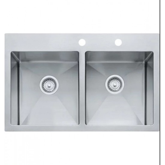 Franke HF3322-2 Vector 33" Double Basin Undermount/Drop In Stainless Steel Kitchen Sink from Home Collection