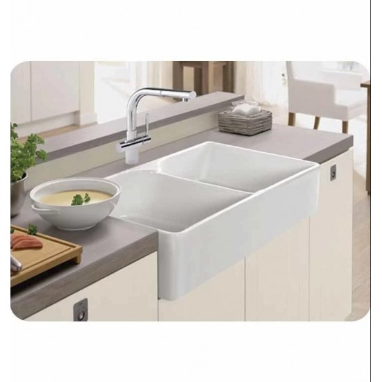 Franke MHK720-35 Manor House 35 5/8" Double Basin Apron Front Fireclay Kitchen Sink