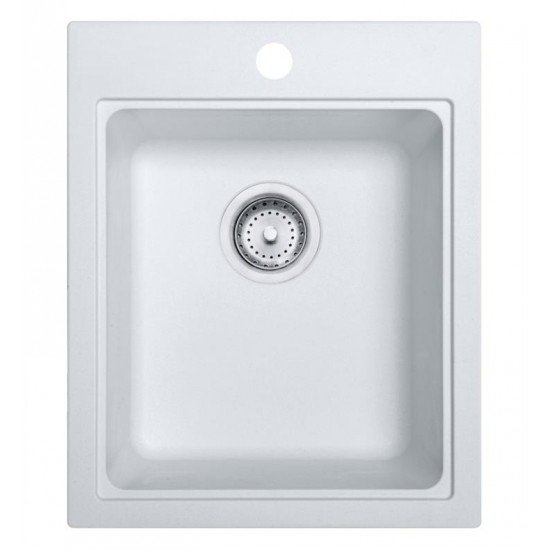 Franke SZPW1720-1 Quantum 16 3/4" Single Basin Undermount/Drop In Granite Kitchen Sink in Fragranite Pure White from Home Collection