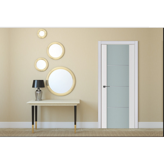 Nova Triplex 006 White Wood Lacquered Modern Interior Door