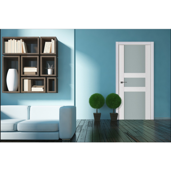 Nova Triplex 030 White Wood Lacquered Modern Interior Door