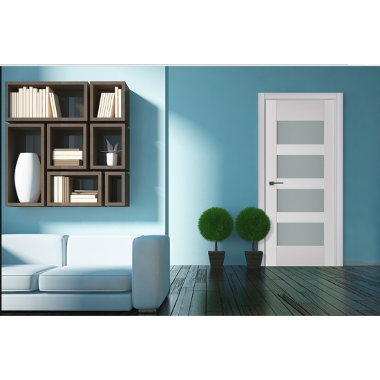 Nova Triplex 035 White Wood Lacquered Modern Interior Door