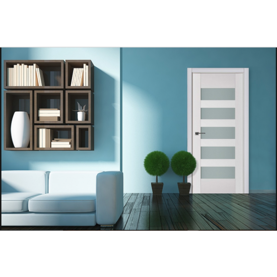 Nova Triplex 040 White Wood Lacquered Modern Interior Door