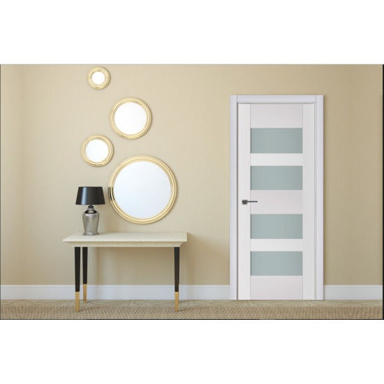 Nova Triplex 041 White Wood Lacquered Modern Interior Door