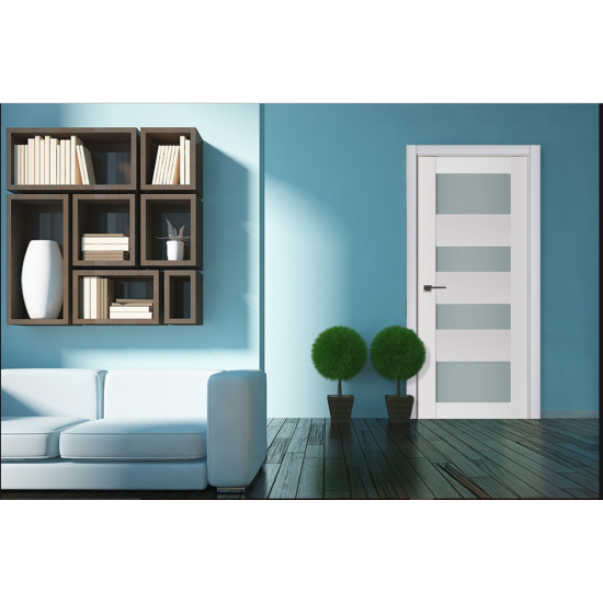 Nova Triplex 045 White Wood Lacquered Modern Interior Door